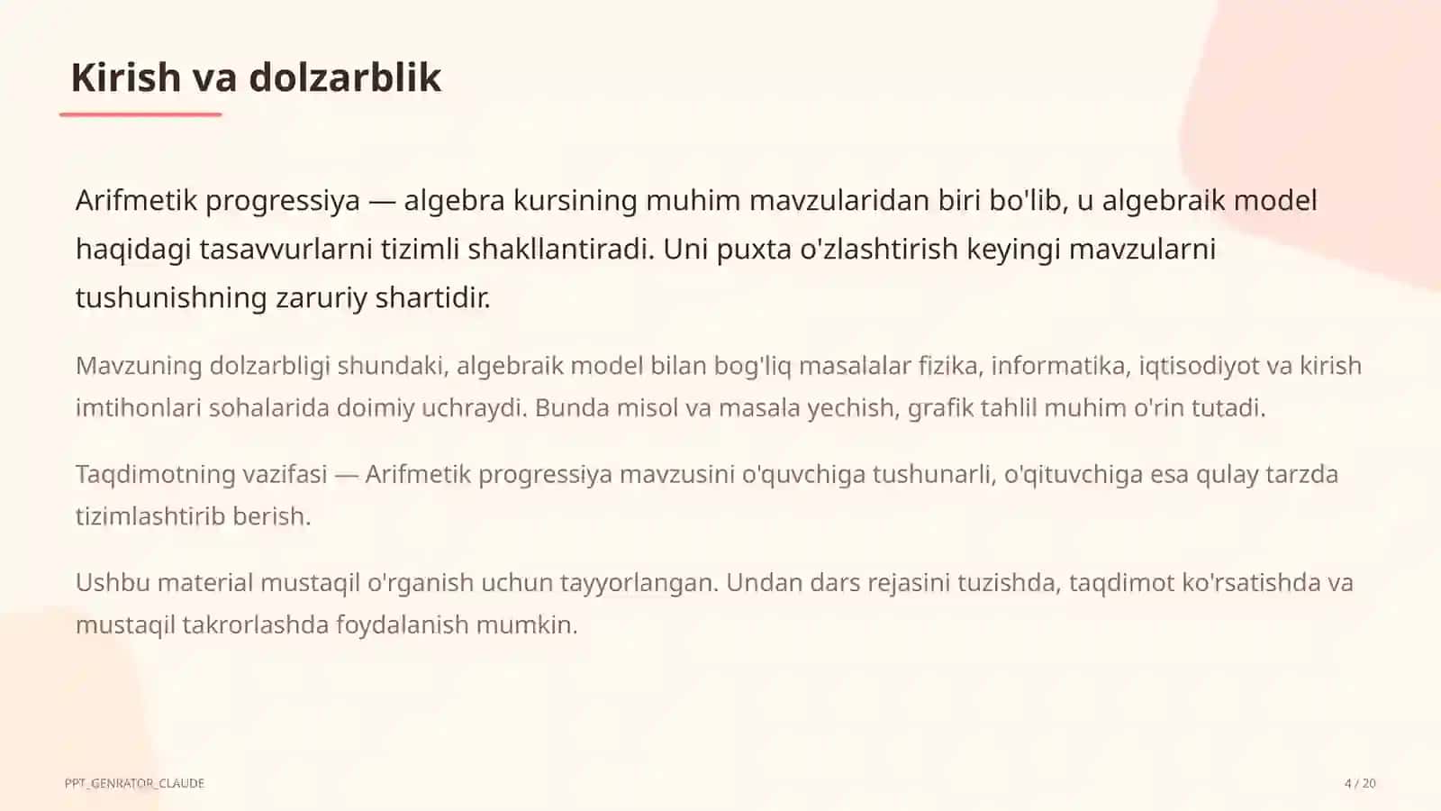 Arifmetik progressiya (9-sinf) 4