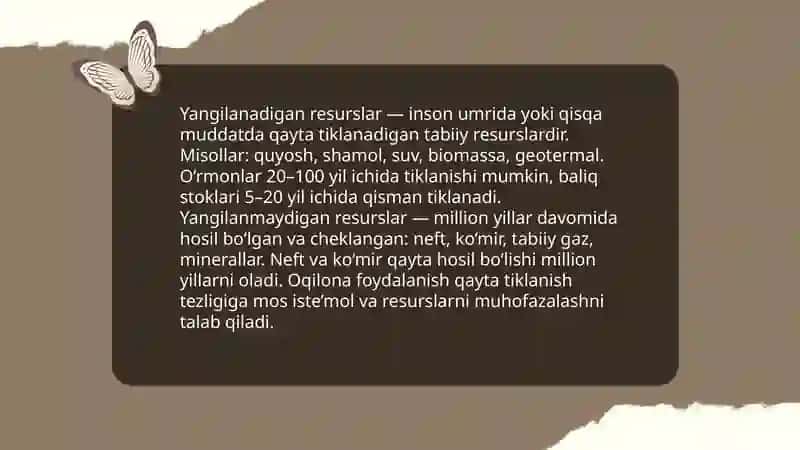 Tabiiy resurslar va ulardan oqilona foydalanish 4