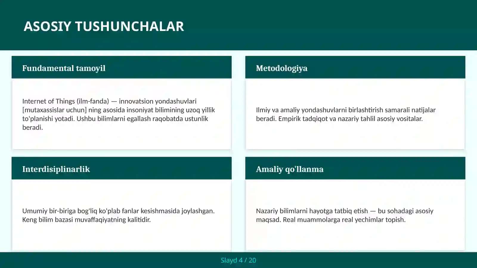 INTERNET OF THINGS (ILM-FANDA) — INNOVATSION YONDASHUVLARI [MUTAXASSISLAR UCHUN] 4