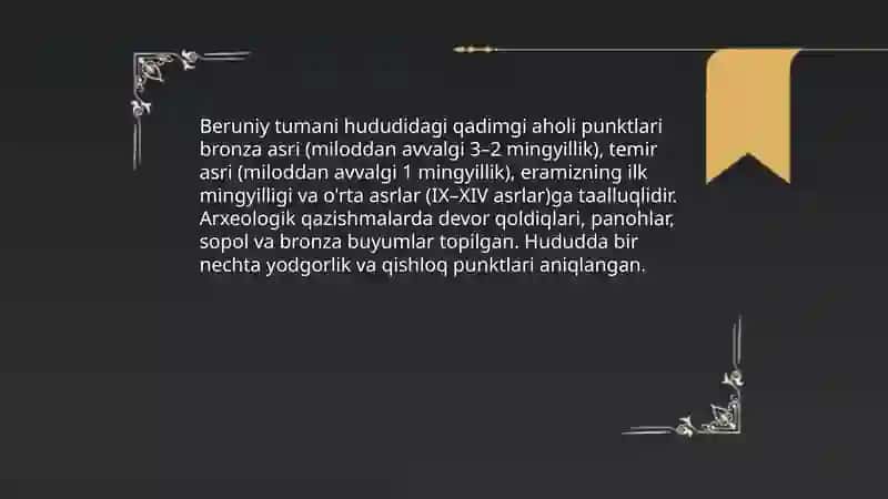 Beruniy tumanining kelib chiqishi tarixi 4
