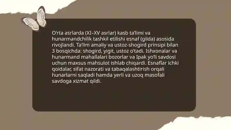 Kasb hunarga yoʻnaltirish uning tarixiy tarqqiyoti 4