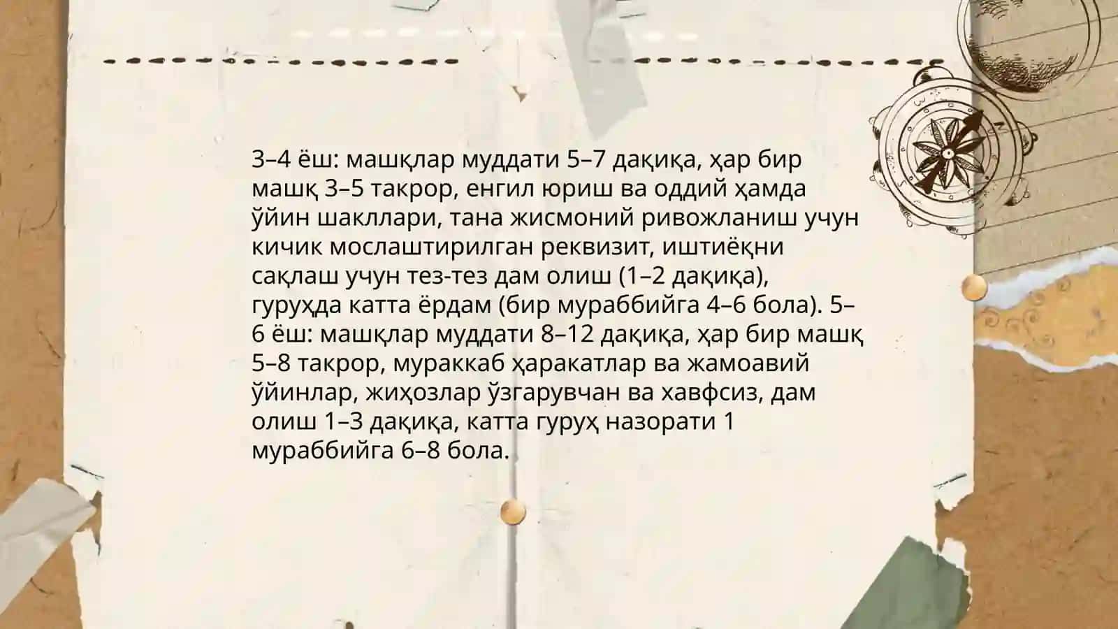 Мактабгача ёшдаги болаларга саф ва умумривожлантирувчи машкларни бажариш 4