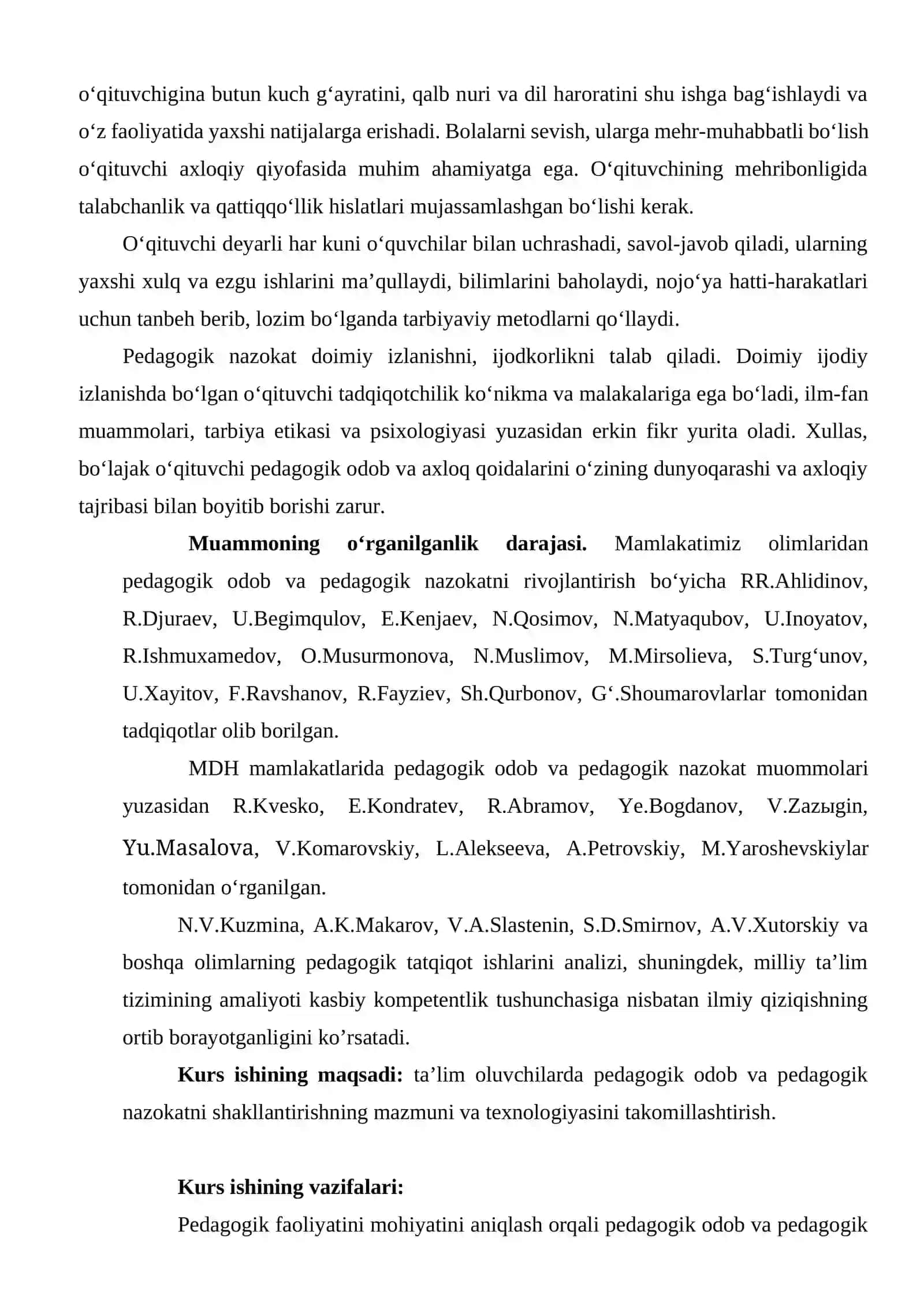 “Pedagogik odob va pedagogik nazokatni o‘qituvchi faoliyatidagi o‘rni” KURS ISHI 4