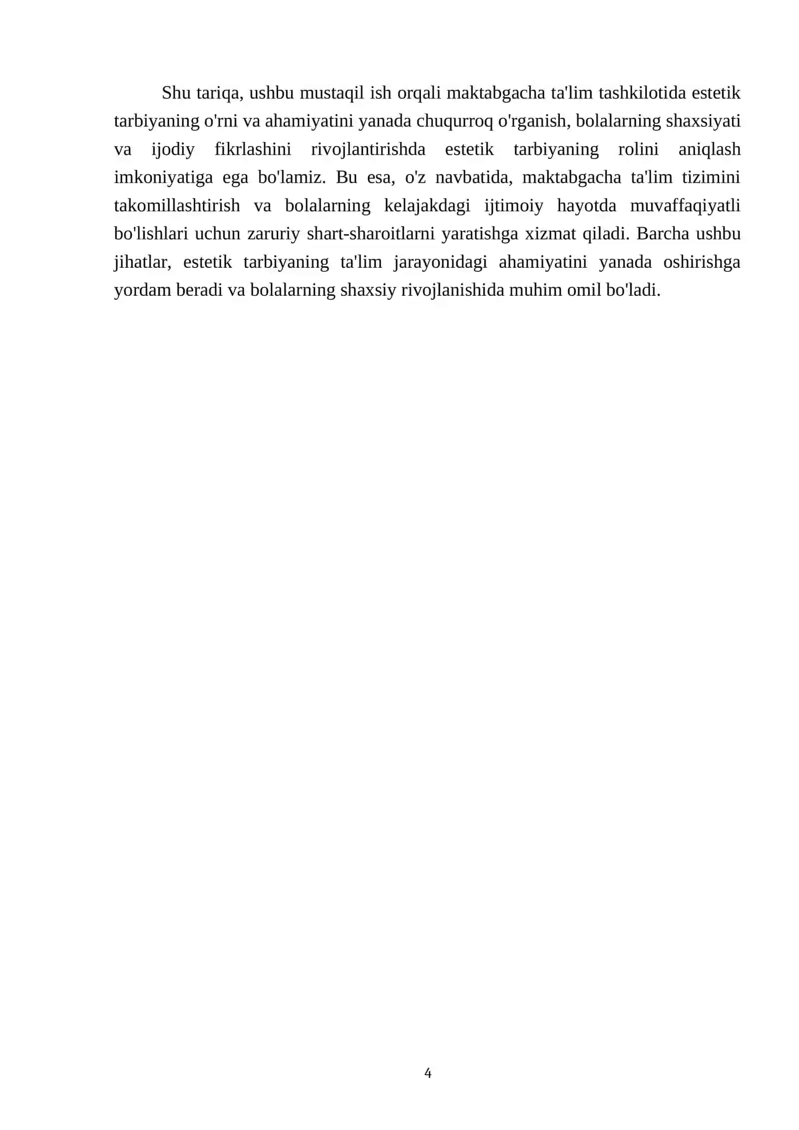 Maktabgacha talim tashkilotida estetik tarbiyaning o‘rni 4