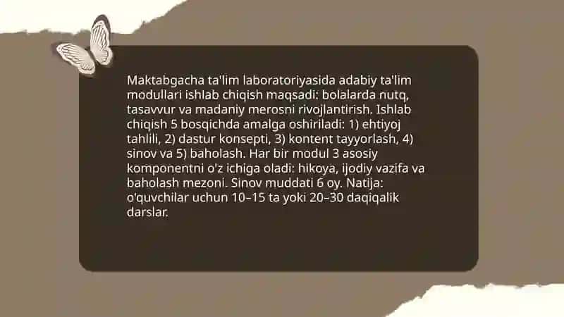 Modulli maktabgacha ta'lim labaratoriyasi va adabiy ta'lim 4