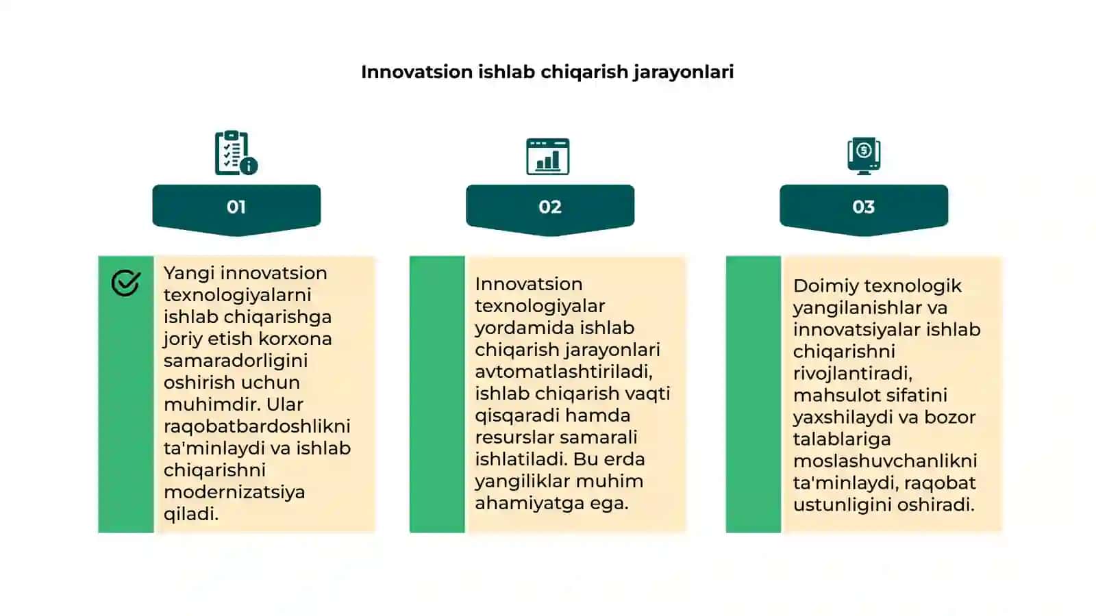 Yangi innovatsion texnologiyalarni ishlab chiqarishga joriy etish 4