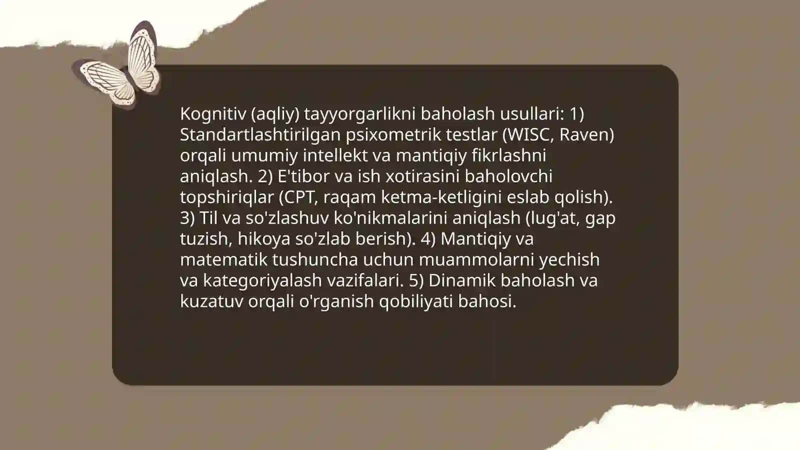 Bolalarni maktabga taʼlimiga tayyorligini tashxislash usullari 4