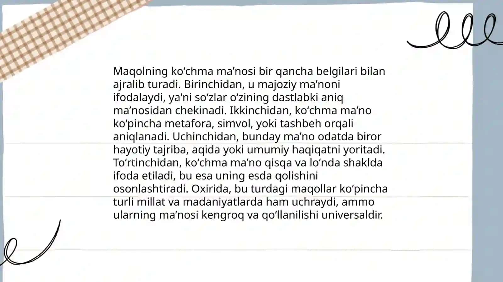 Maqolning oʻz va koʻchma manolari 4