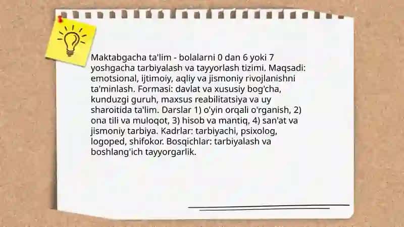 Oʻzbekiston Respublikasi ta'lim tizimi 4