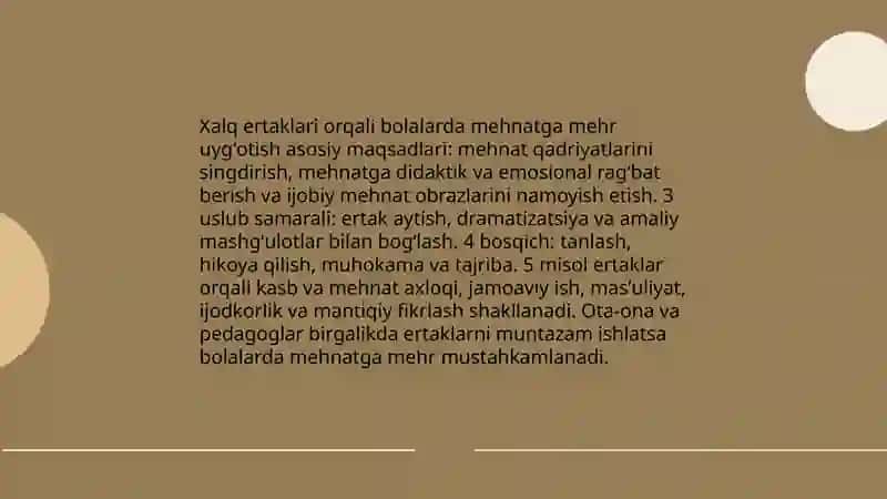 Mehnat tarbiyasida xalq ogʻzaki ijodidan foydalanish 4