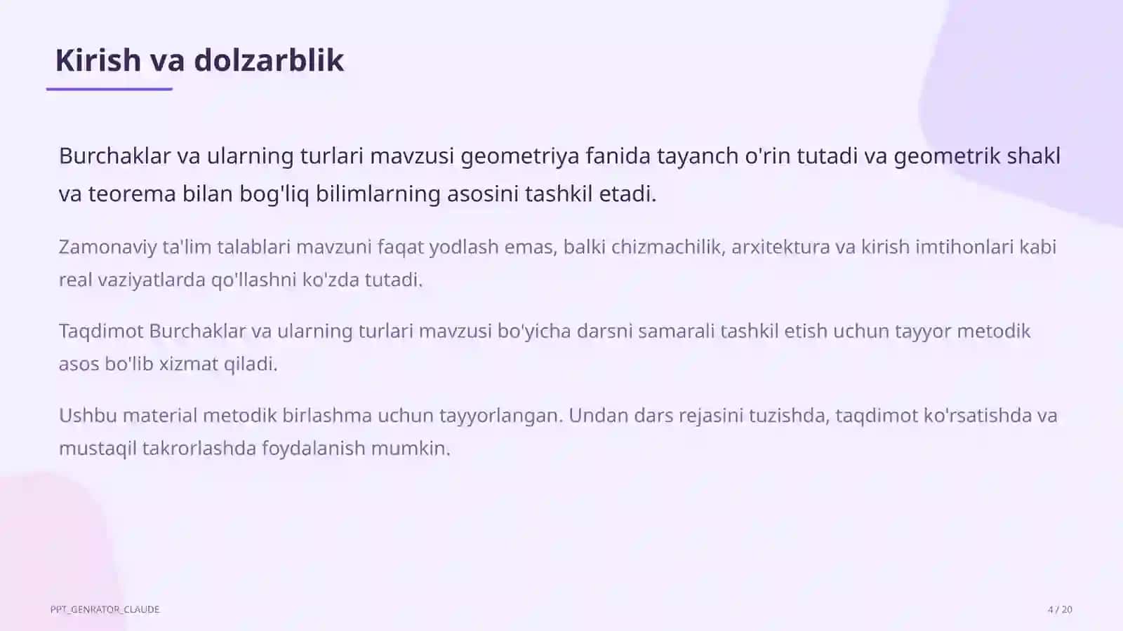 Burchaklar va ularning turlari (7-sinf) 4