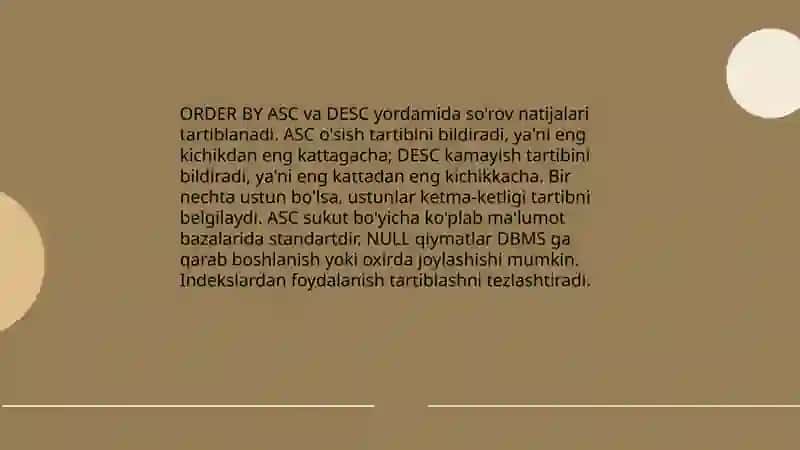 ORDER BY, GROUP BY va HAVING 4