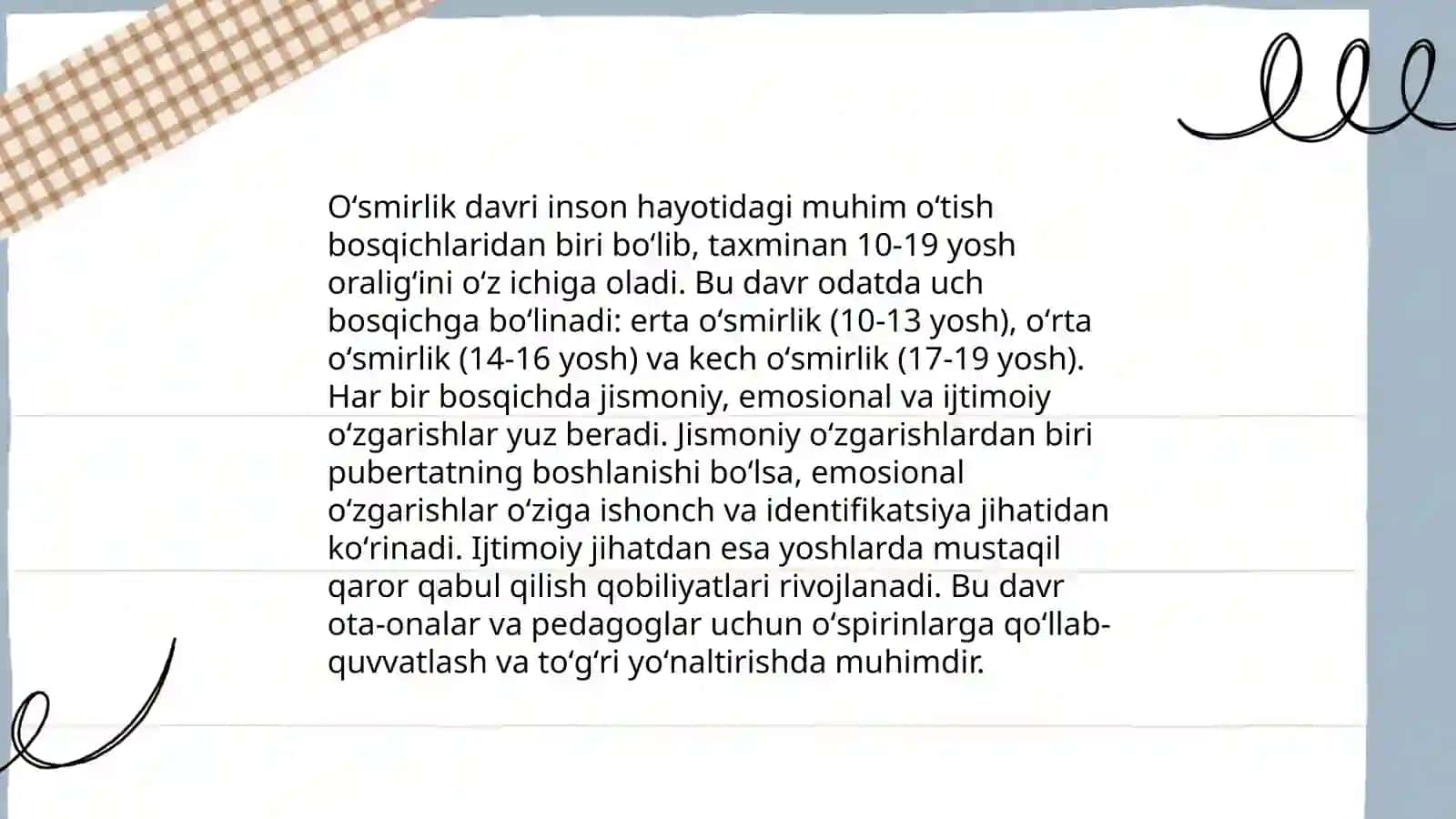 Oʻsmirlik davrida psixik rivojlanish 4