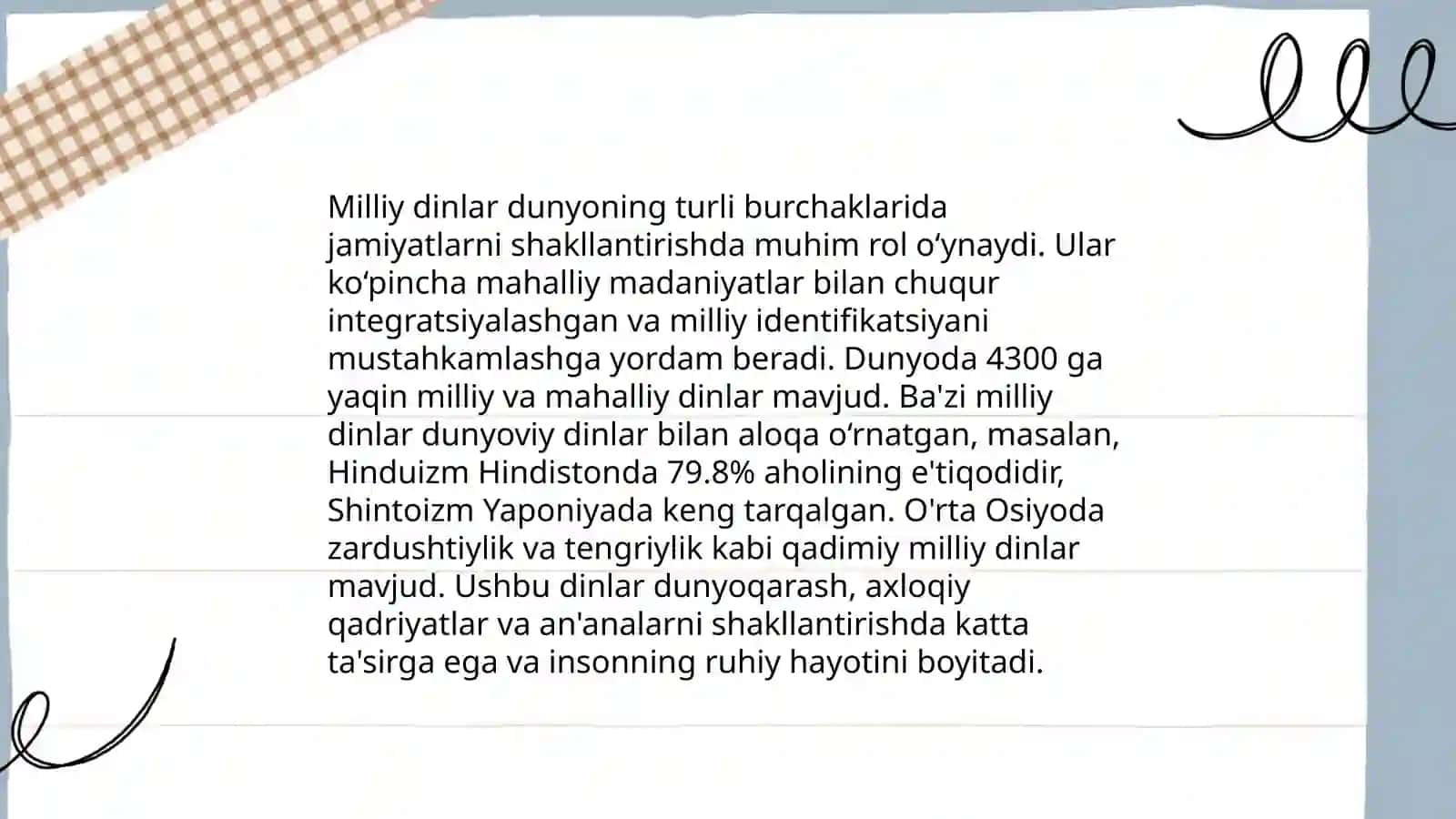 Milliy dinlar 4