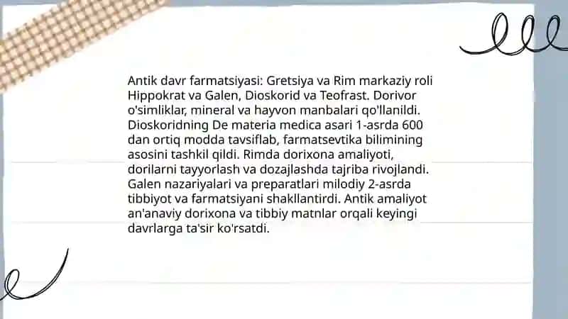 Farmatsiyaning rivojlanish tarixi 4