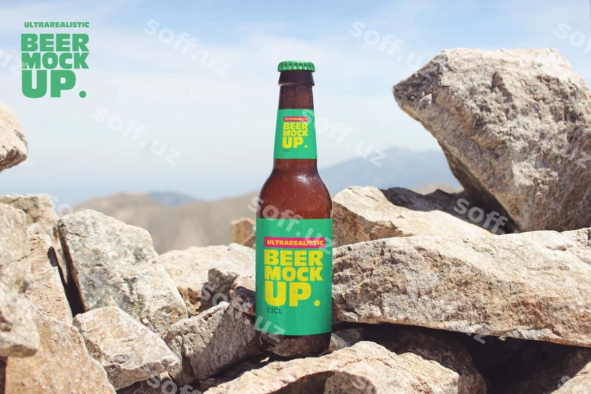 Tosh tabiat pivo modeli toshlardan | Stone nature beer mockup rocks 1
