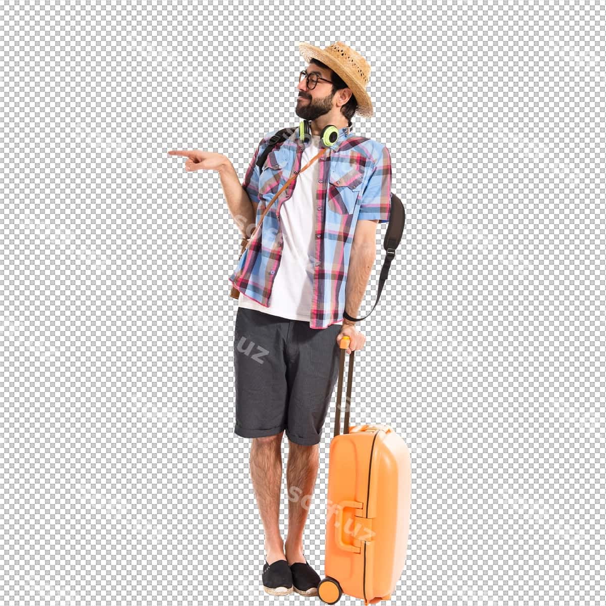 Turist yonlama ko'rsatayotgan | Tourist pointing lateral 1