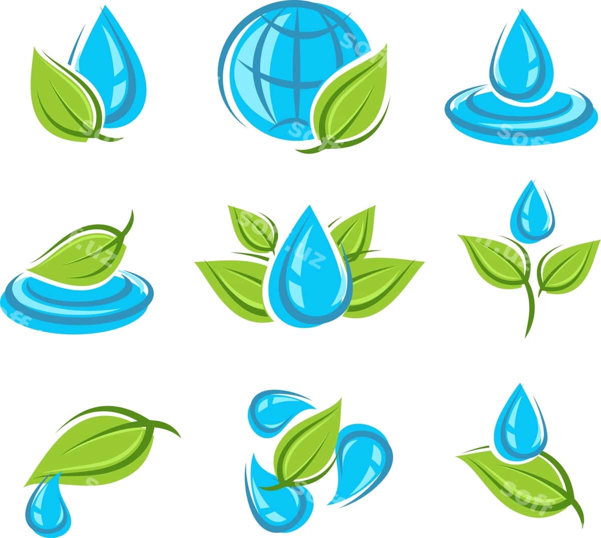 Suv ikon to'plami vektor | Water icon set vector 1