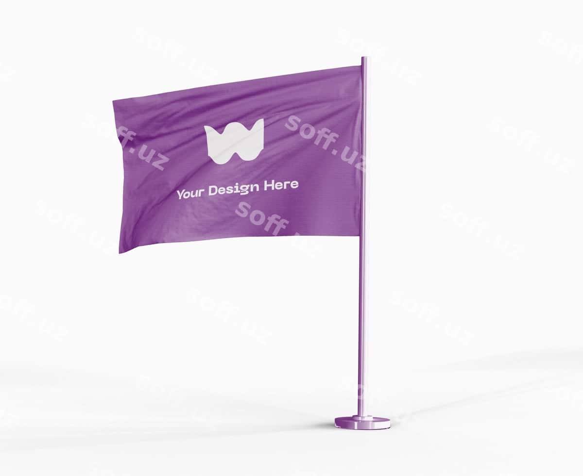 Tebranib turgan bayroq maketi | Waving flag mockup 1