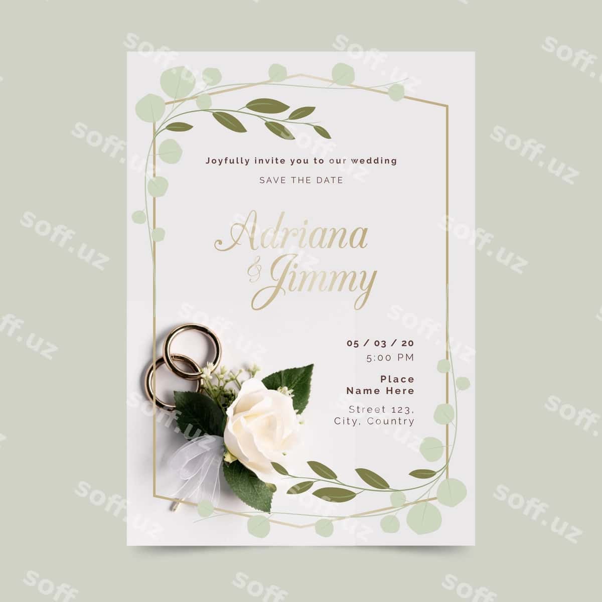 Turon taklifi shabloni foto bilan | Wedding invitation template with photo 1