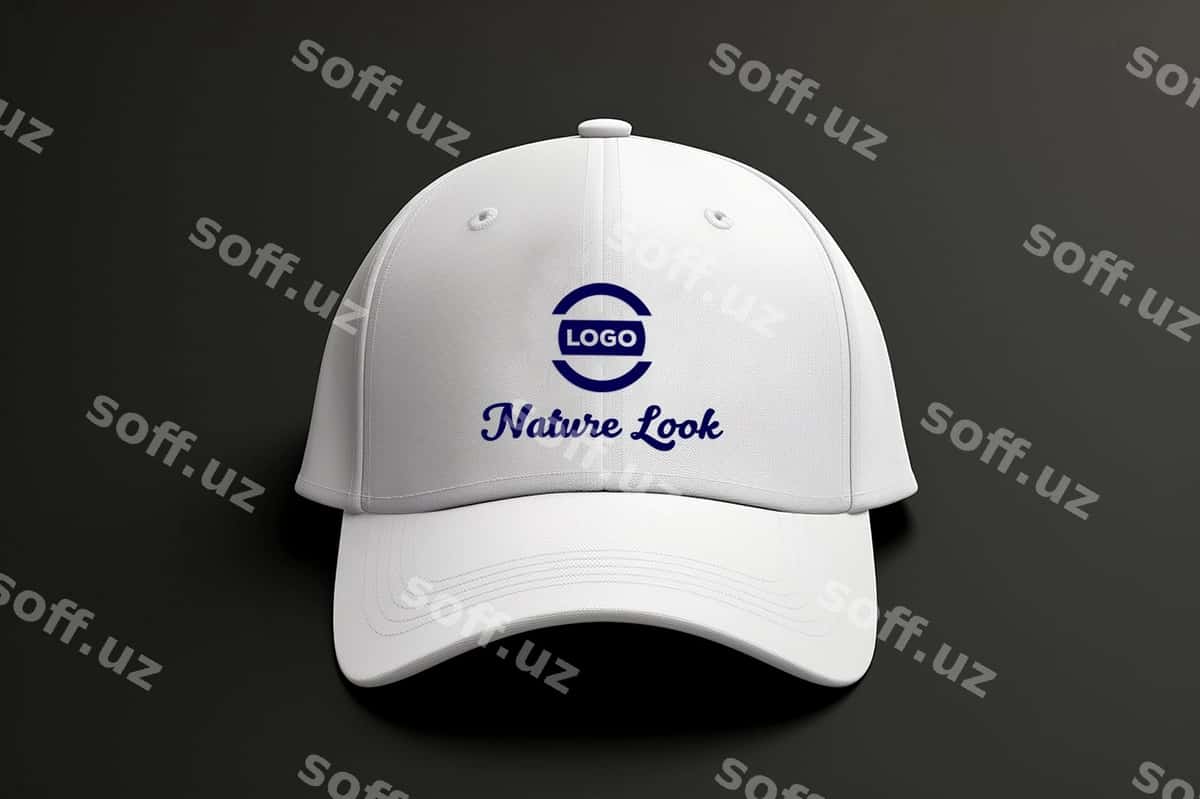 Oq kap logotipi mockup | White cap logo mockup 1