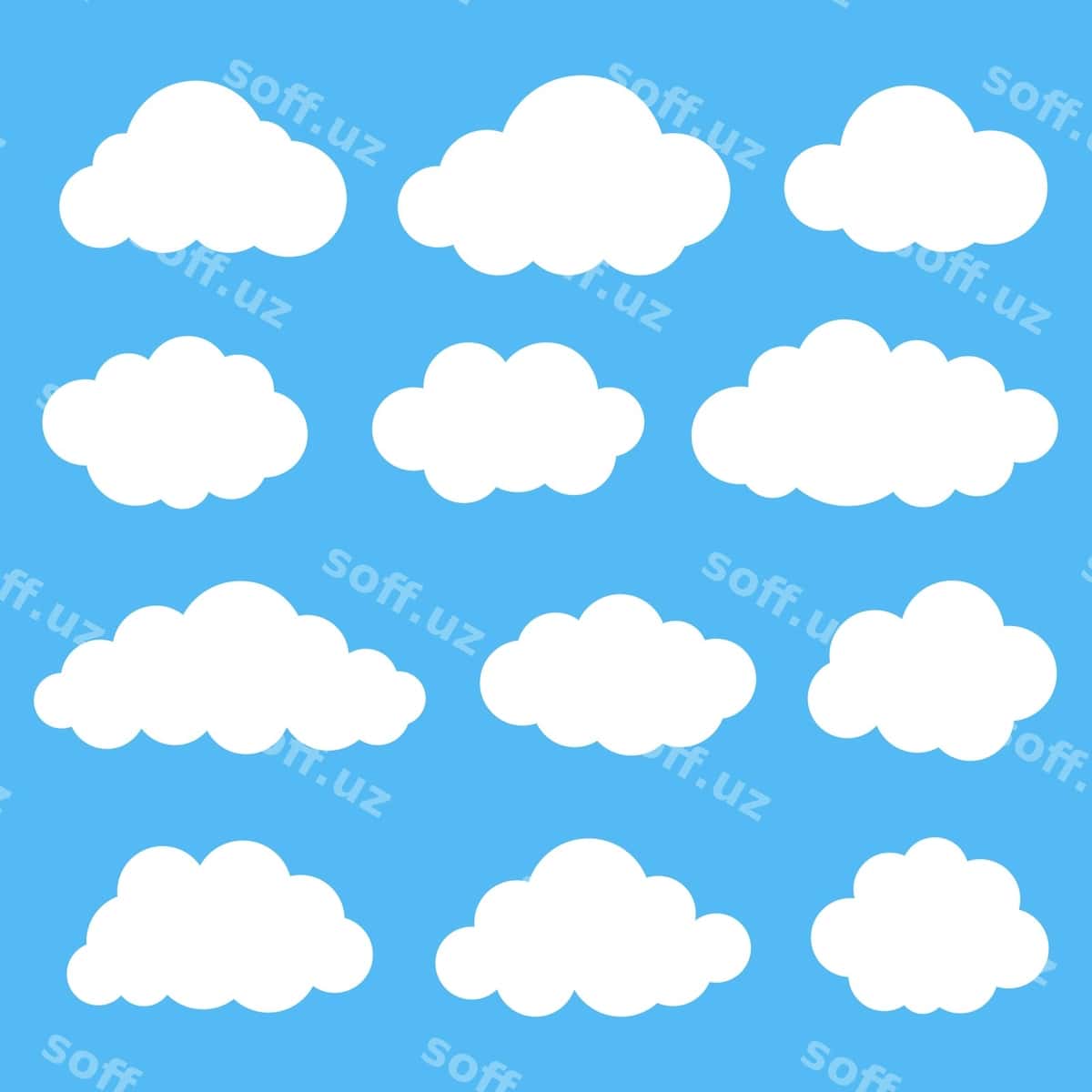 Oq bulutlar ko'k orqa fonda komplekt | White clouds blue background set 1