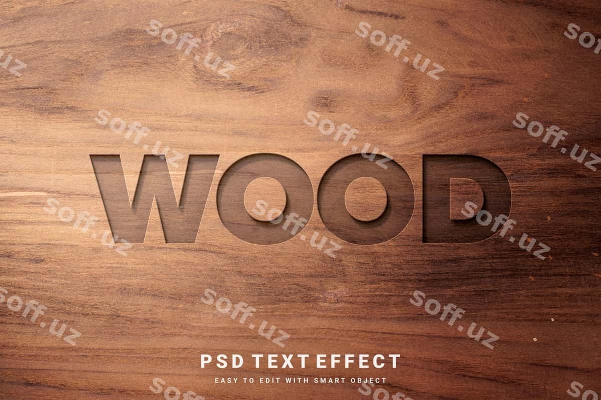 Yangi matn effekti | Wood text effect 1