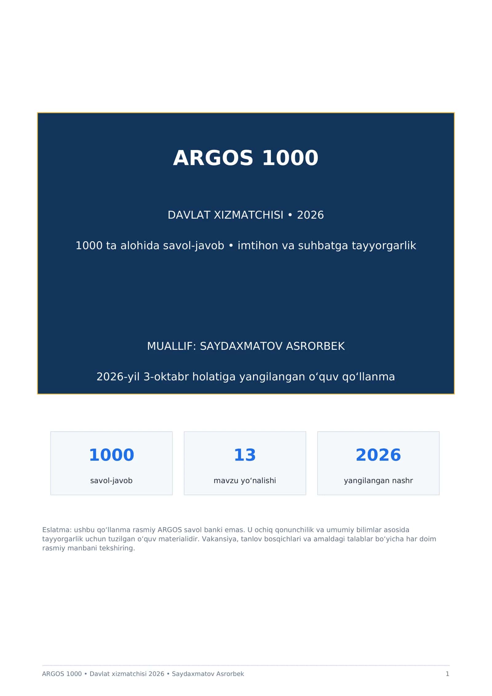 ARGOS 1000 test (davlat hizmatchisi)