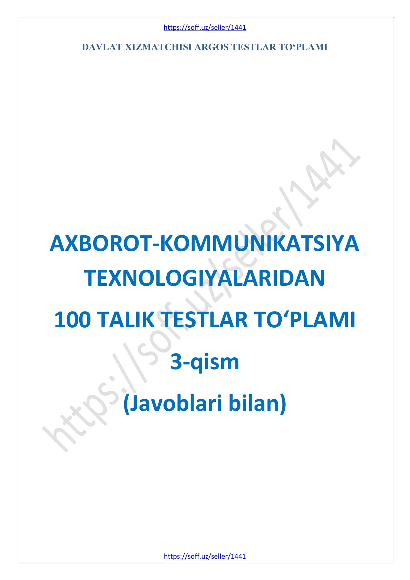 ARGOS test Axborot-kommunikatsiya texnologiyalari 3-qism