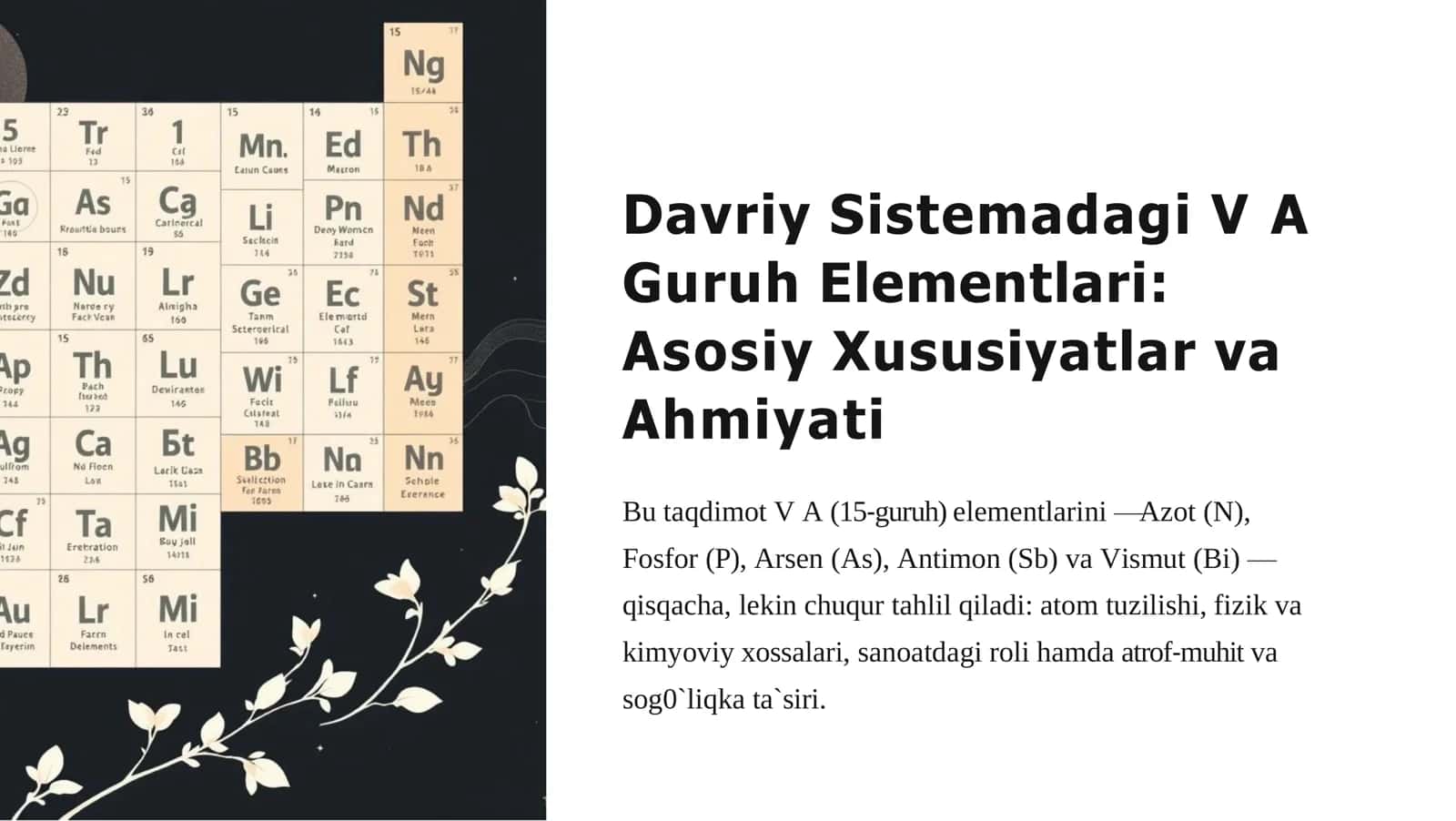 V A Guruh Elementlari
