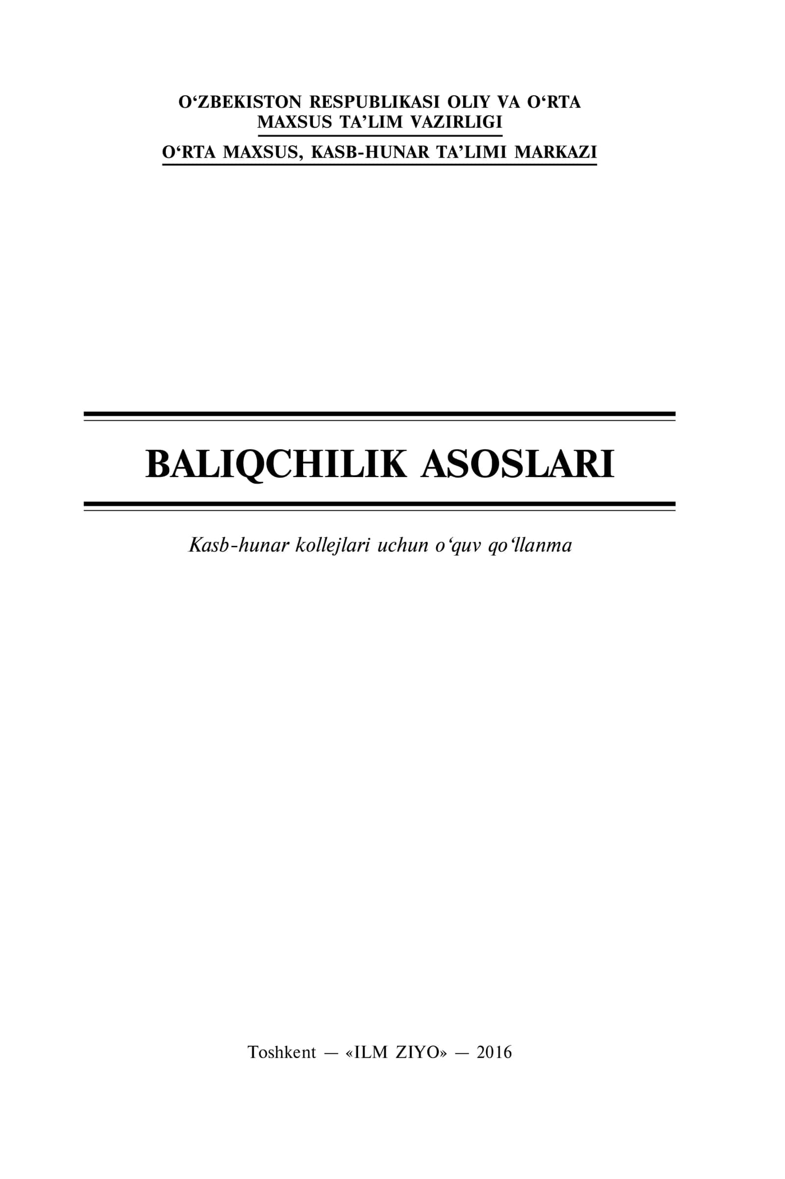 Baliqchilik asoslari