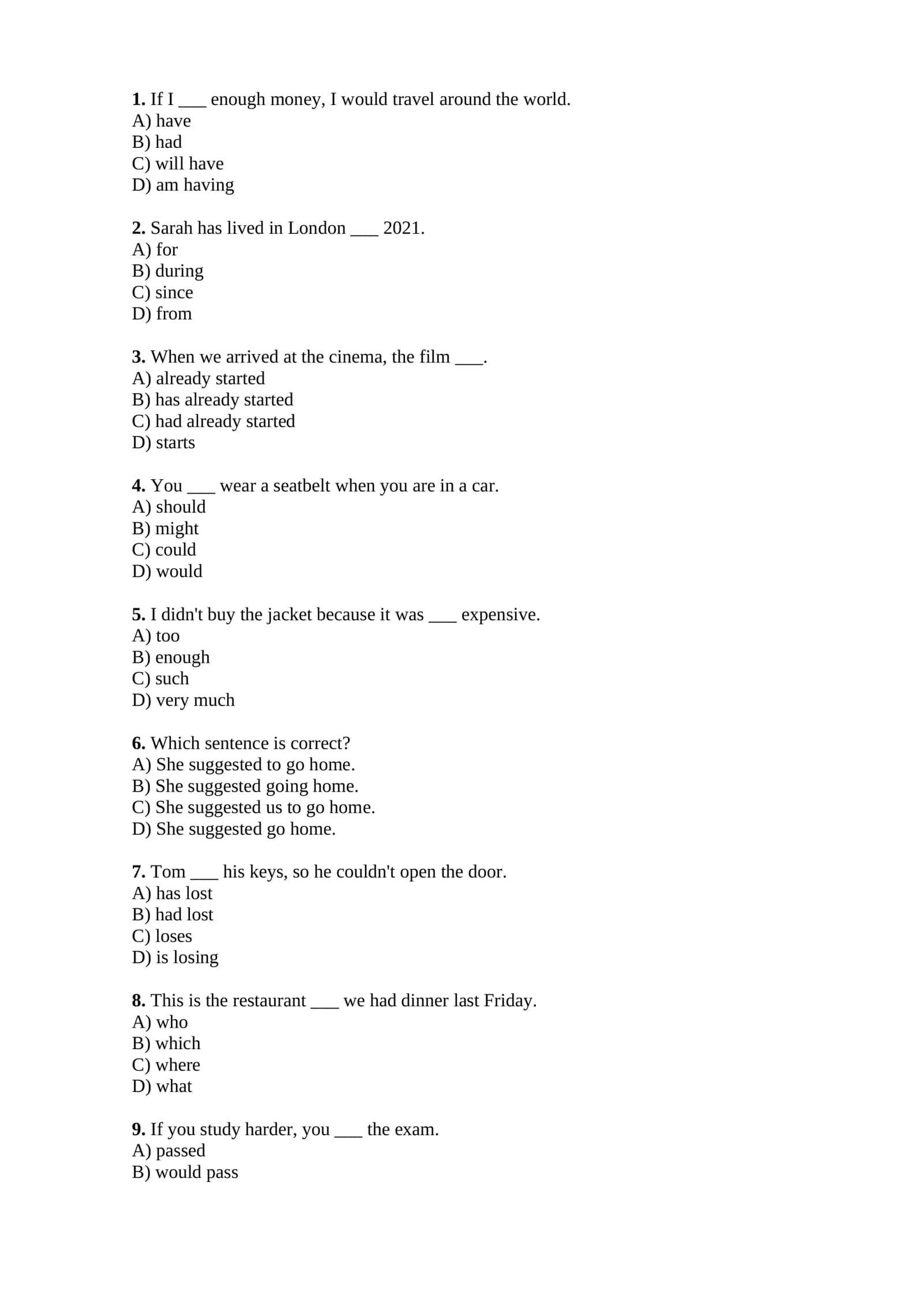 English Quiz Time — Intermediate Level