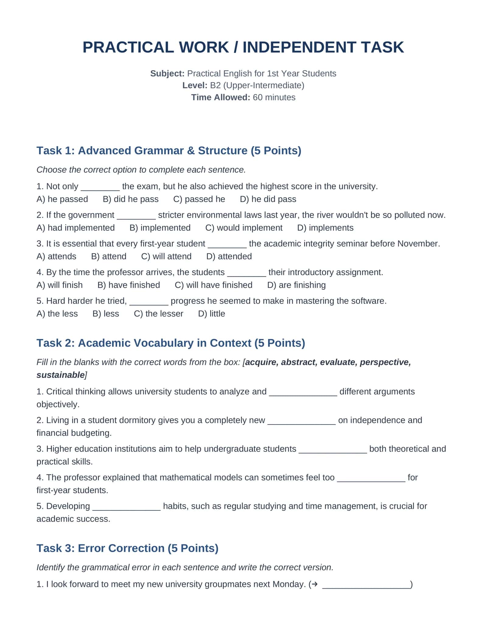 Practical English for 1st Year Students