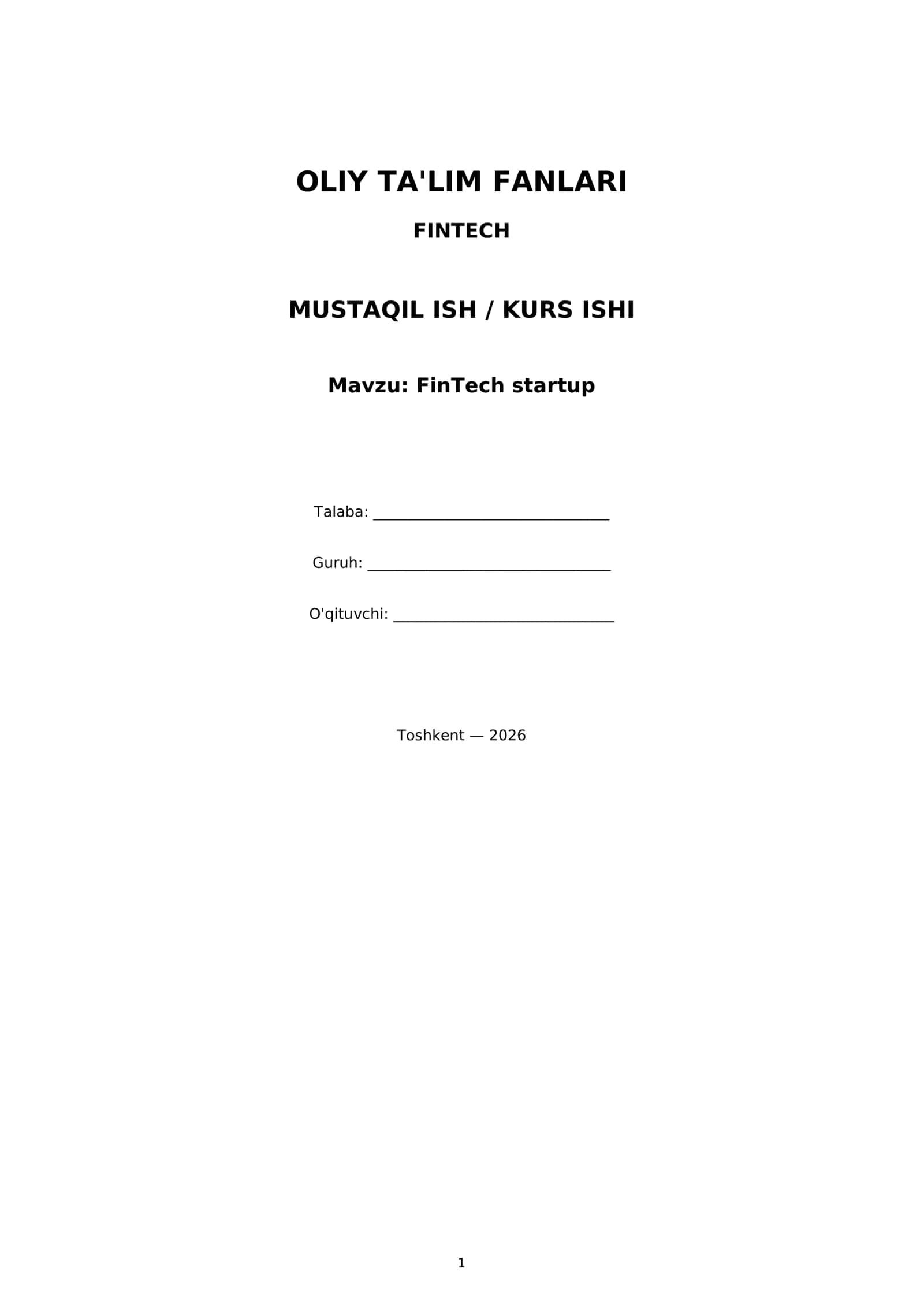 FinTech startup