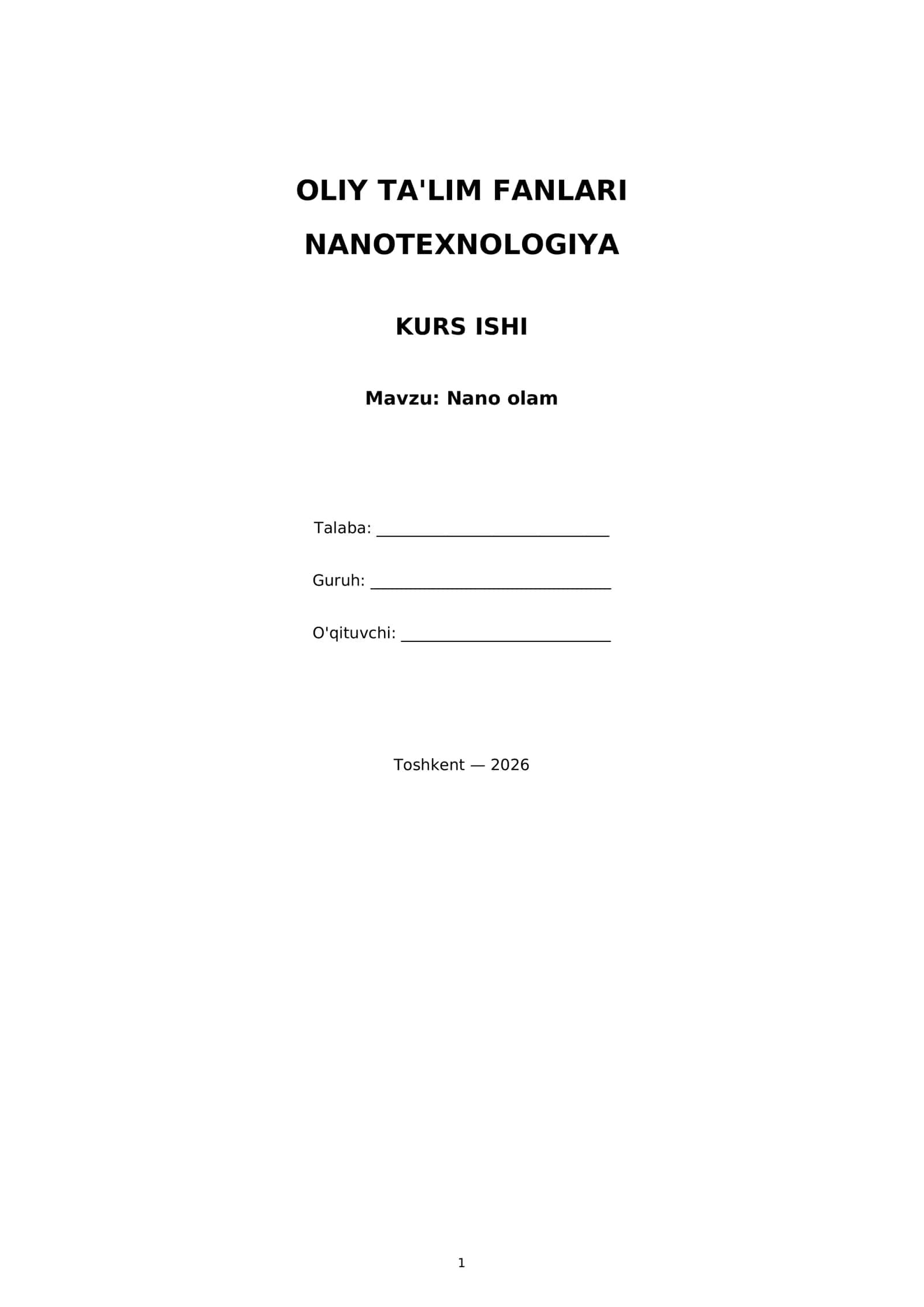 NANOTEXNOLOGIYA