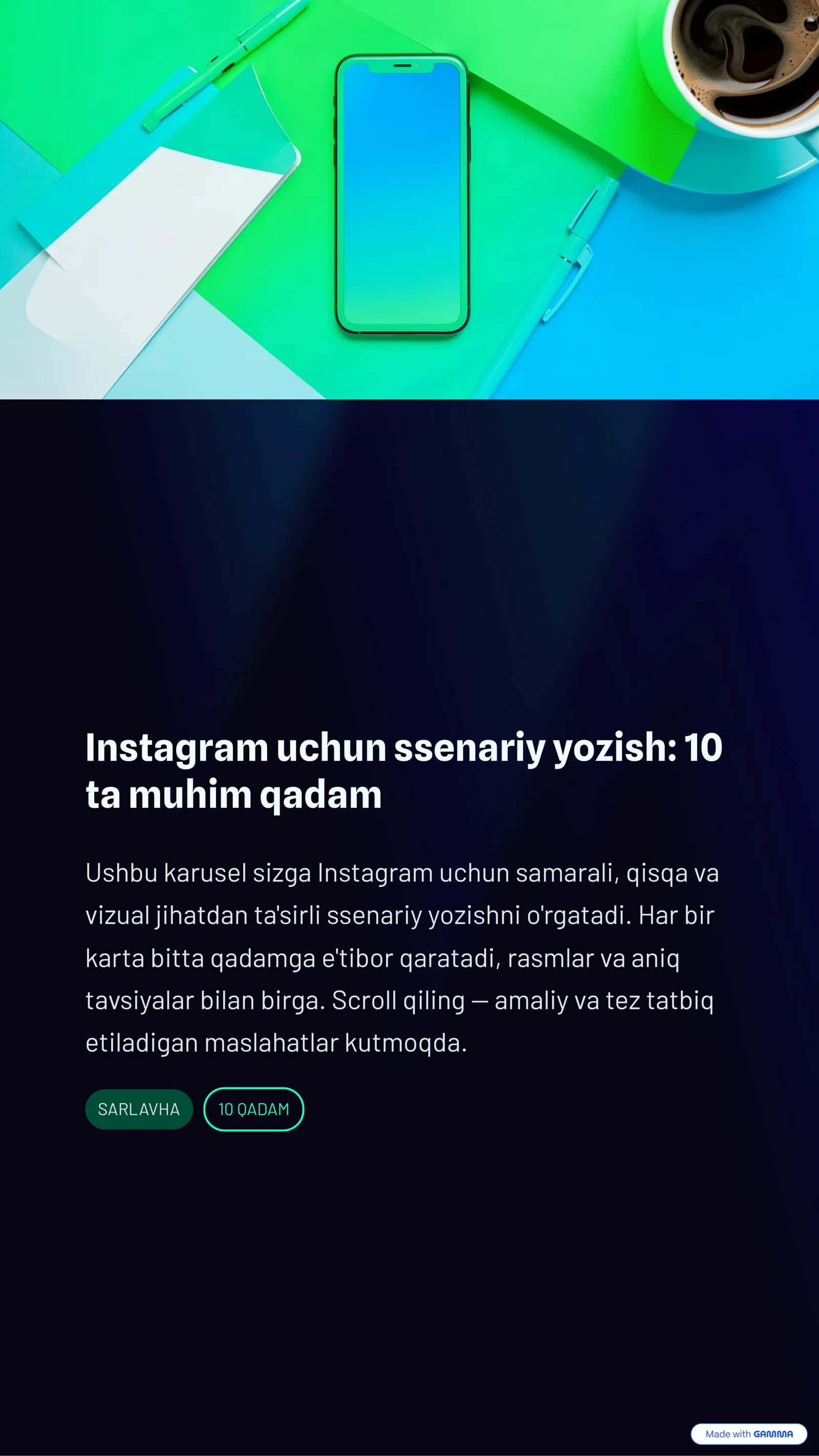Instagram uchun ssenariy yozish: 10 ta muhim qadam
