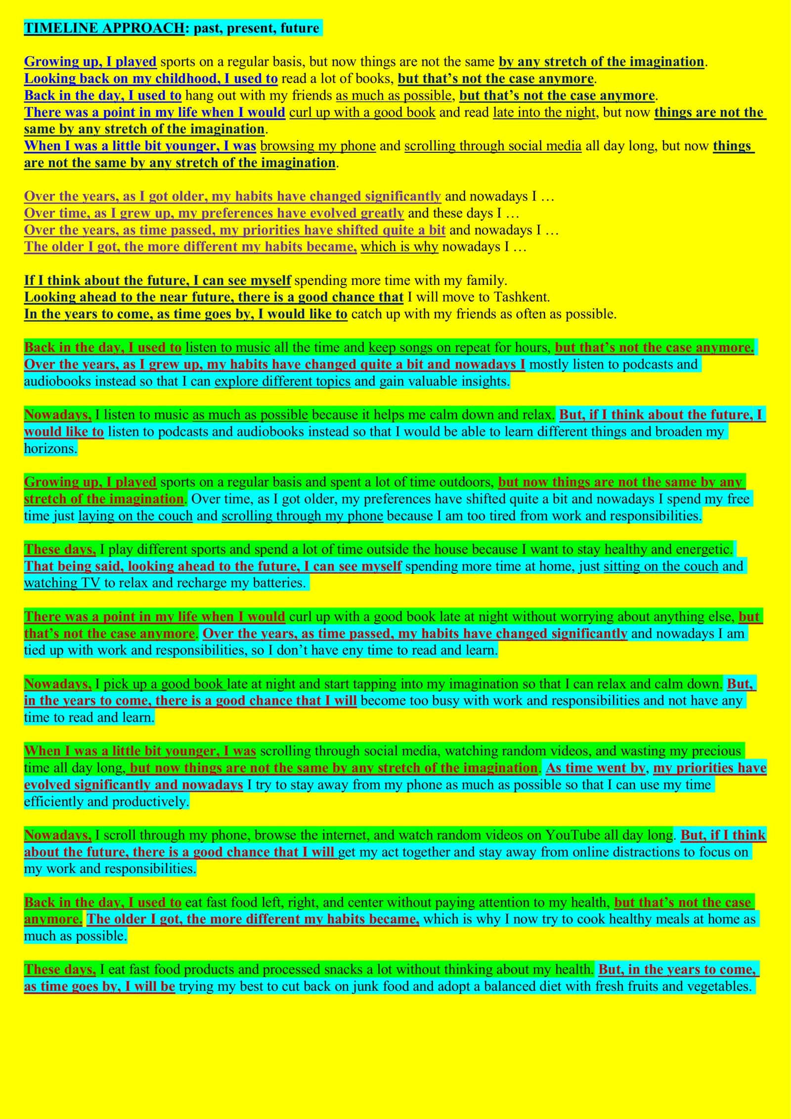 TIMELINE APPROACH: past, present, future