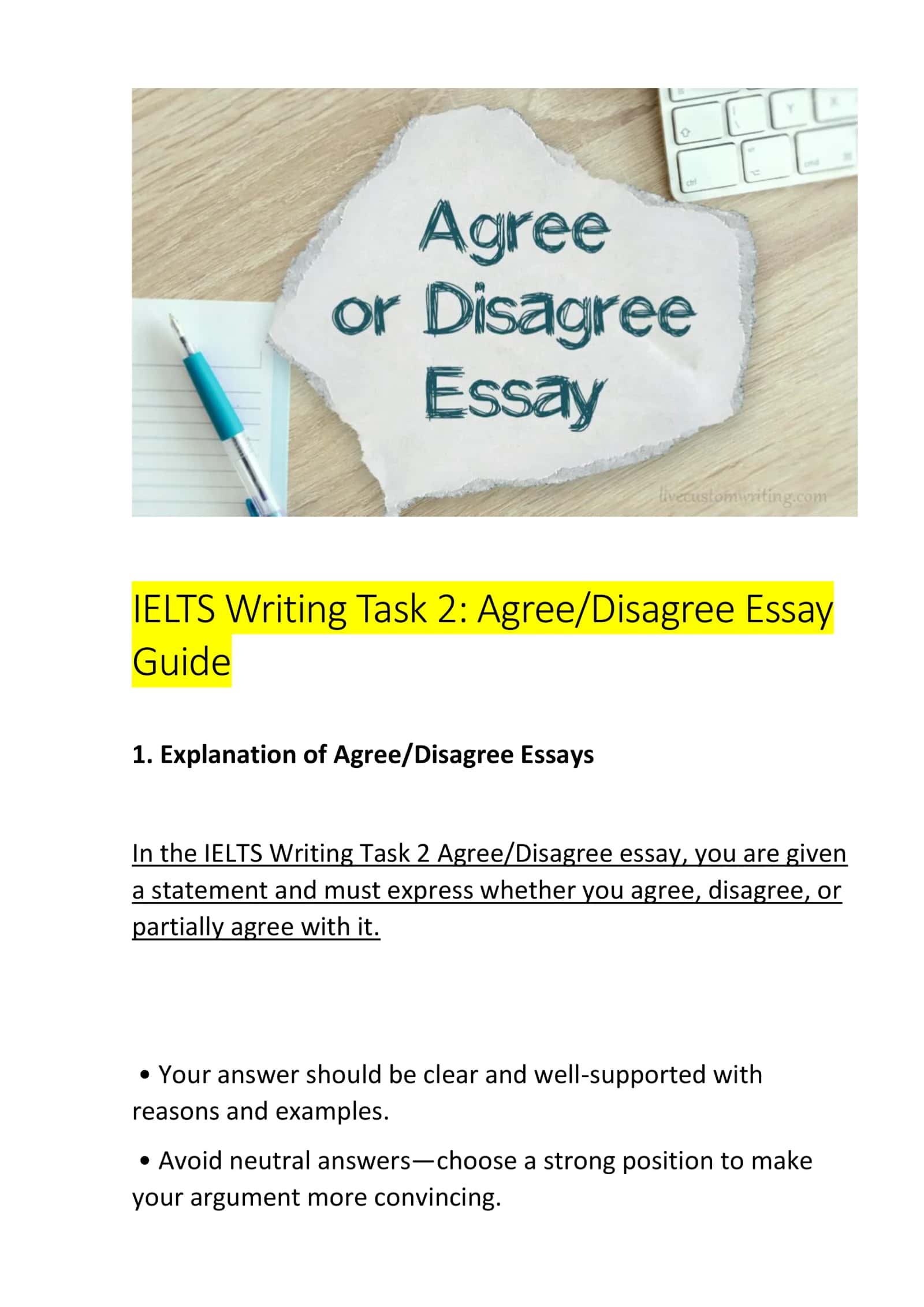 IELTS Writing Task 2: Agree/Disagree Essay