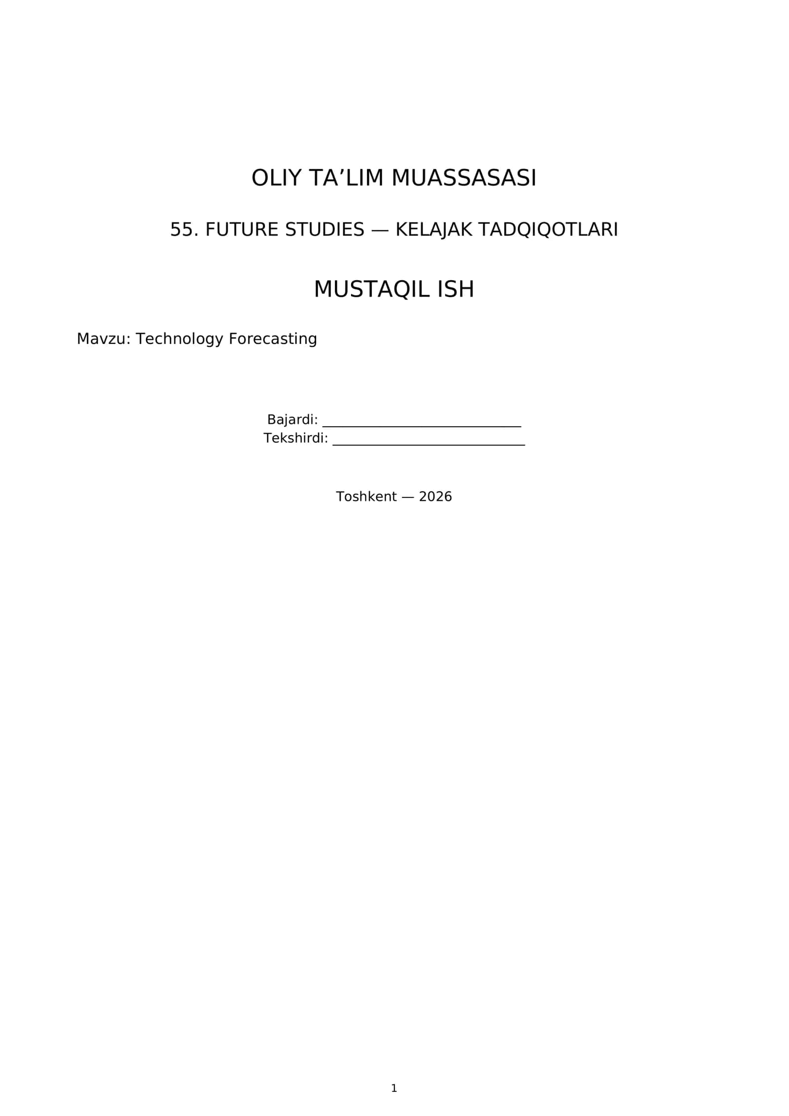 Mavzu: Technology Forecasting