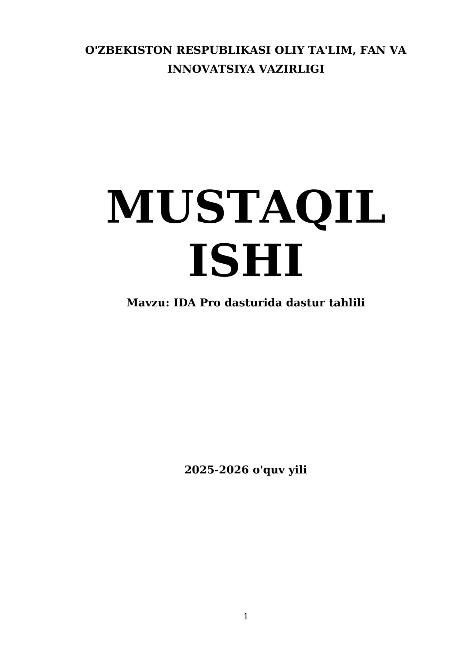 IDA Pro dasturida dastur tahlili