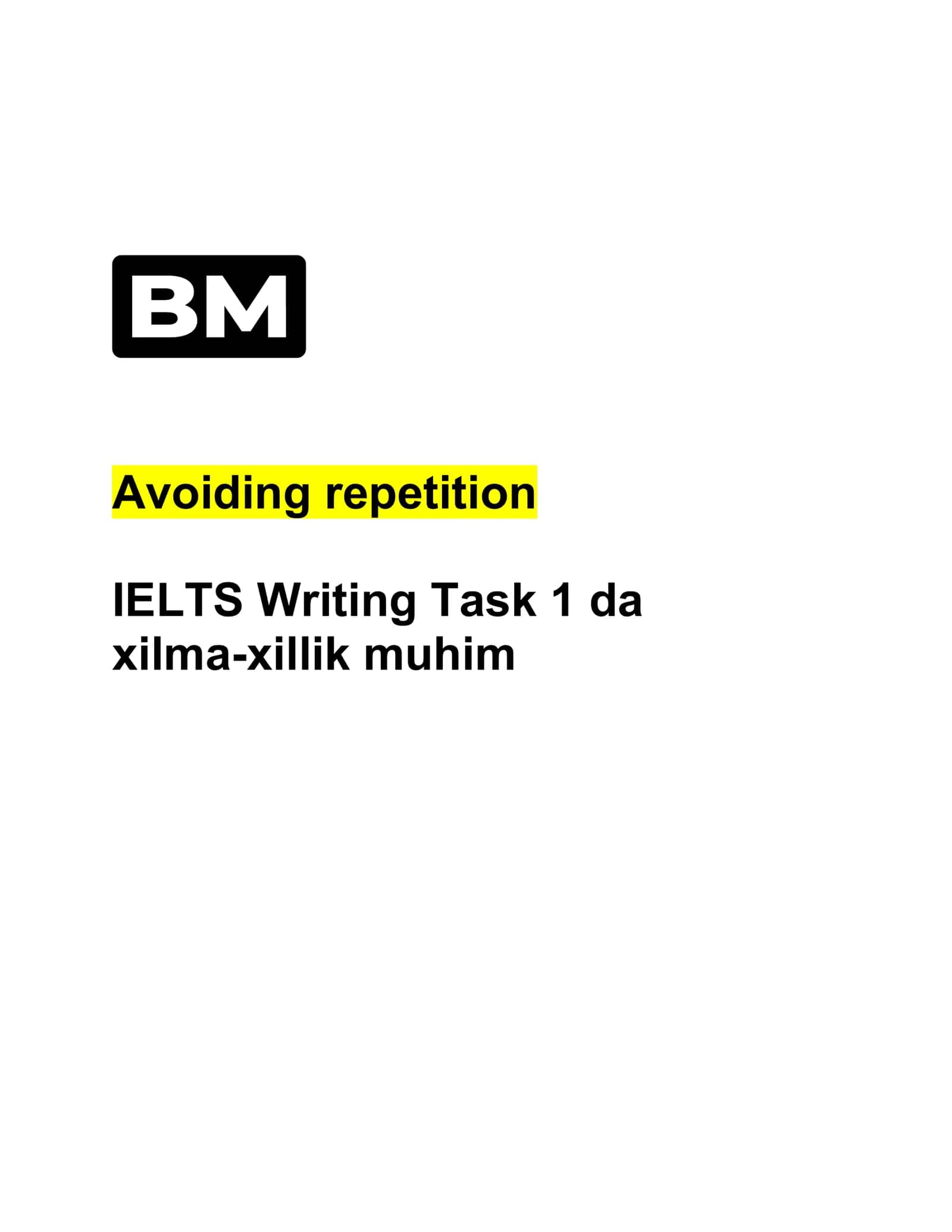 Avoiding repetition in IELTS Writing Task 1
