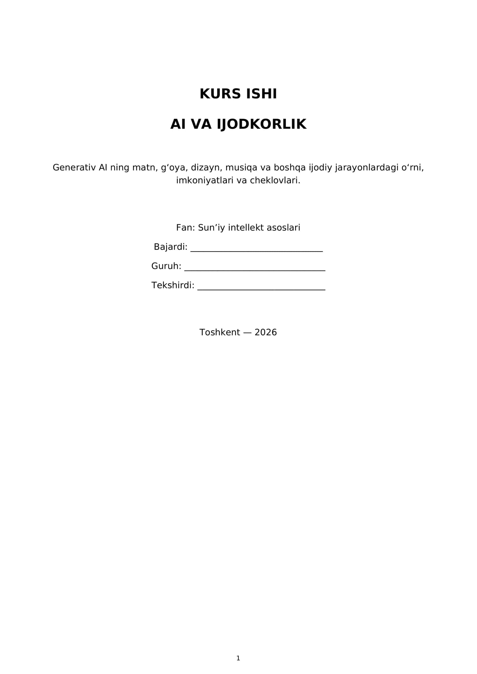 AI va Ijodkorlik