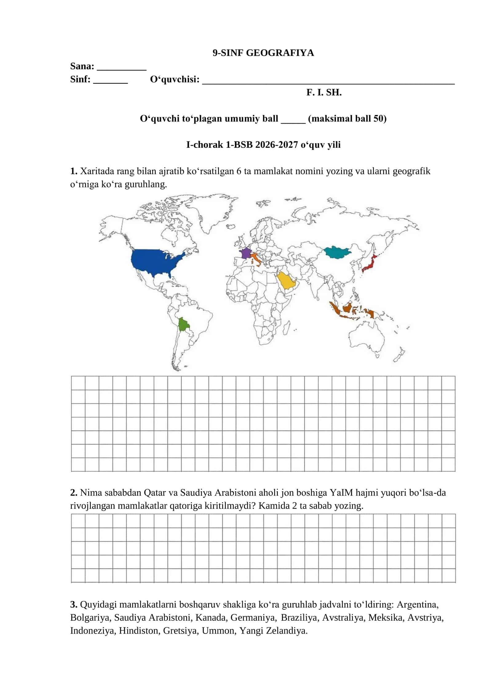 I-BSB 9-GeografiyaI-BSB 9-Geografiya