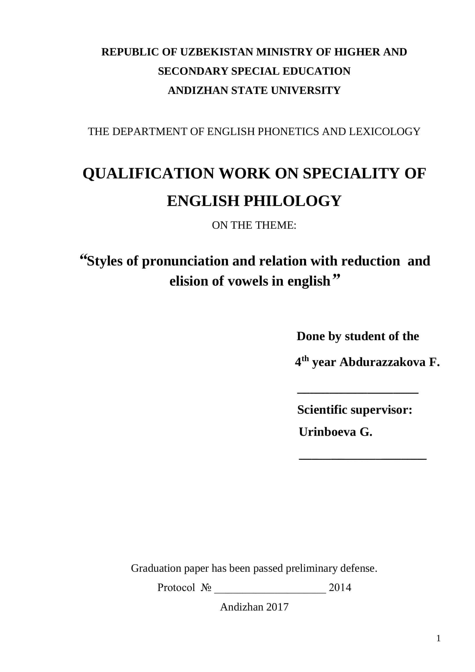Styles of pronunciation and its relation with reduction and elision of vowels in English