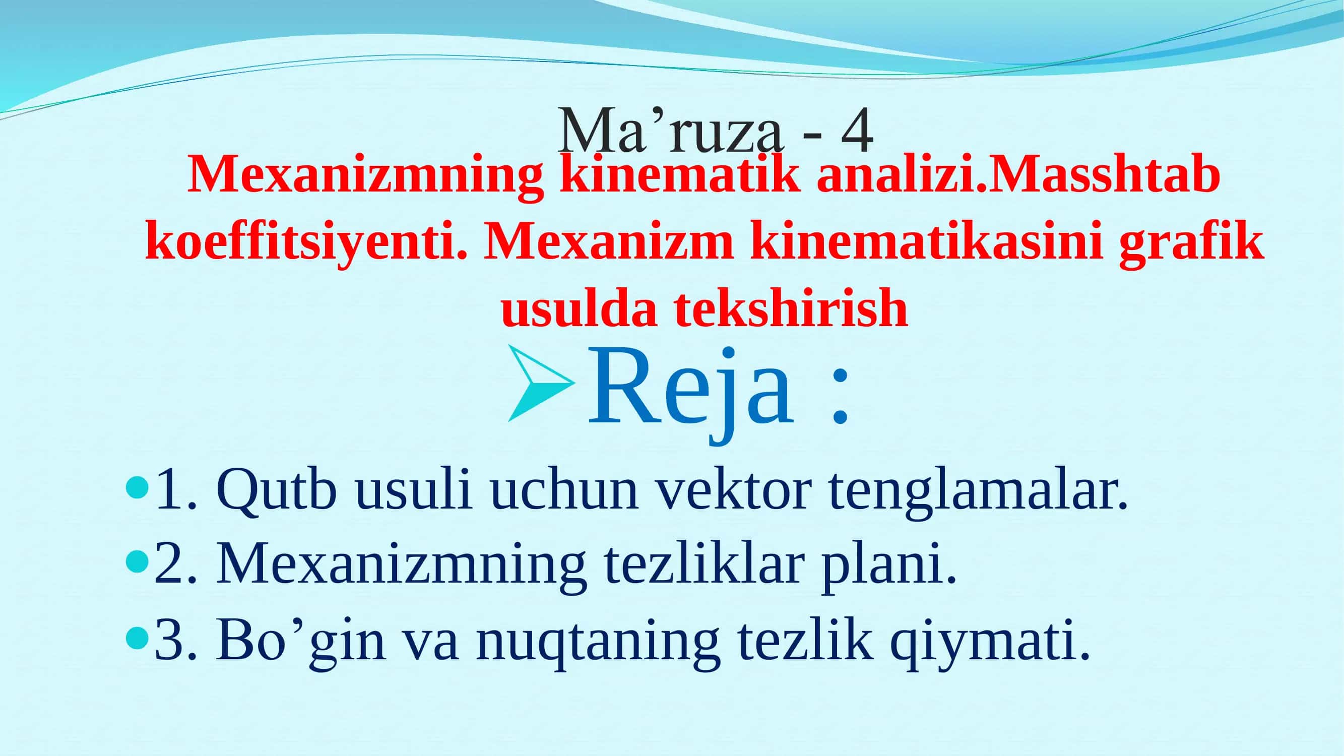 Mexanizmning kinematik analizi 1