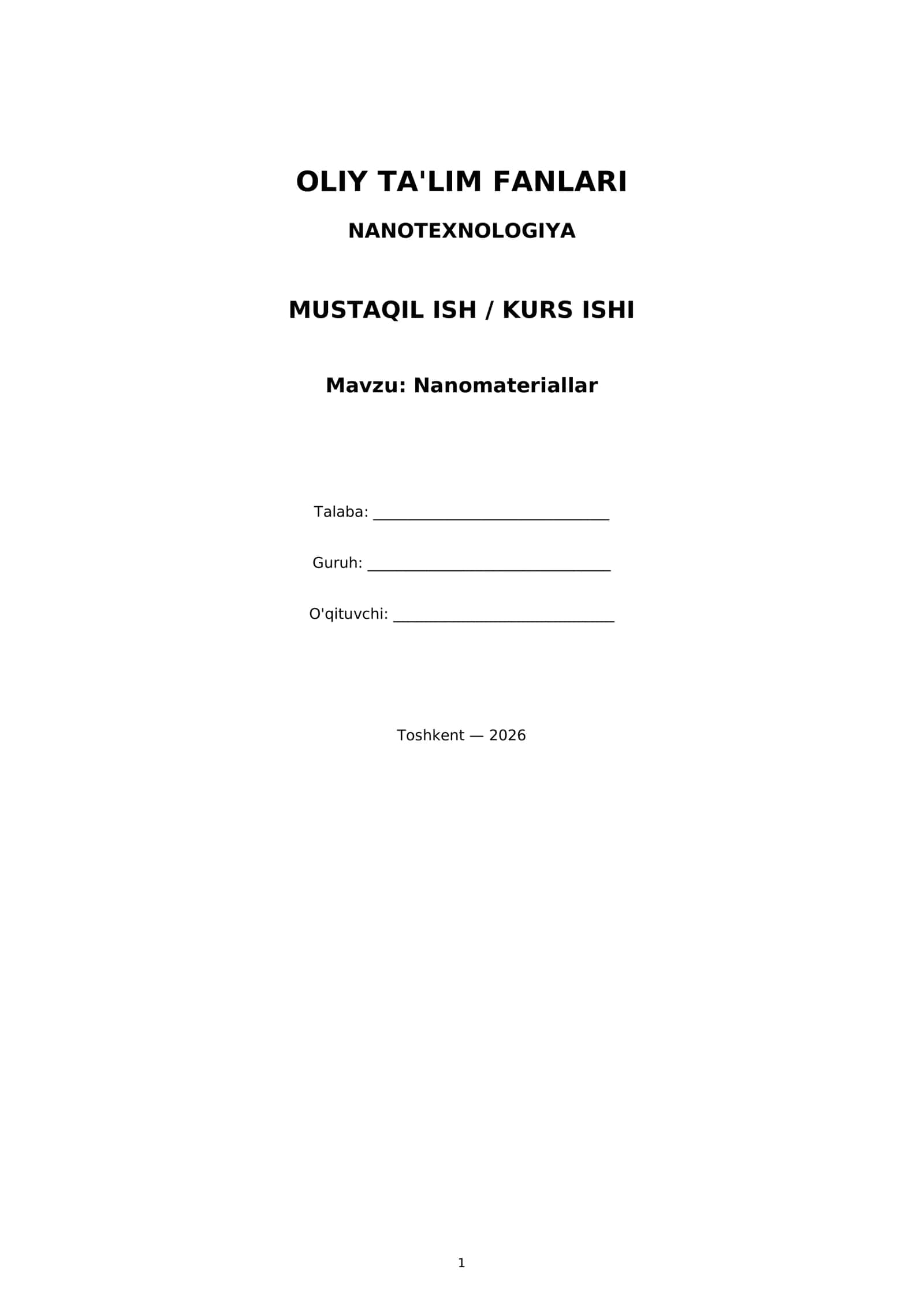 Nanomateriallar