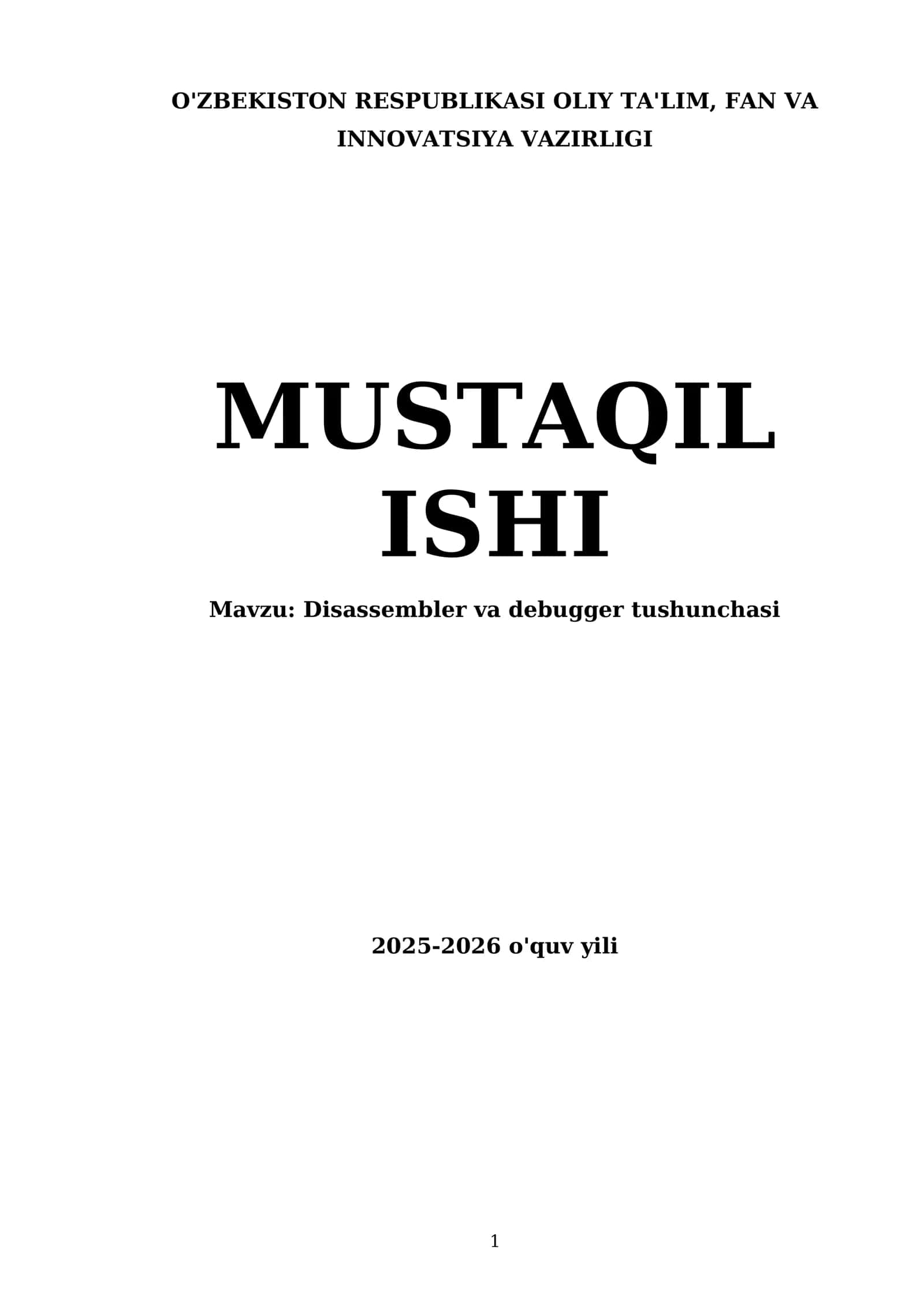 Disassembler va debugger tushunchasi