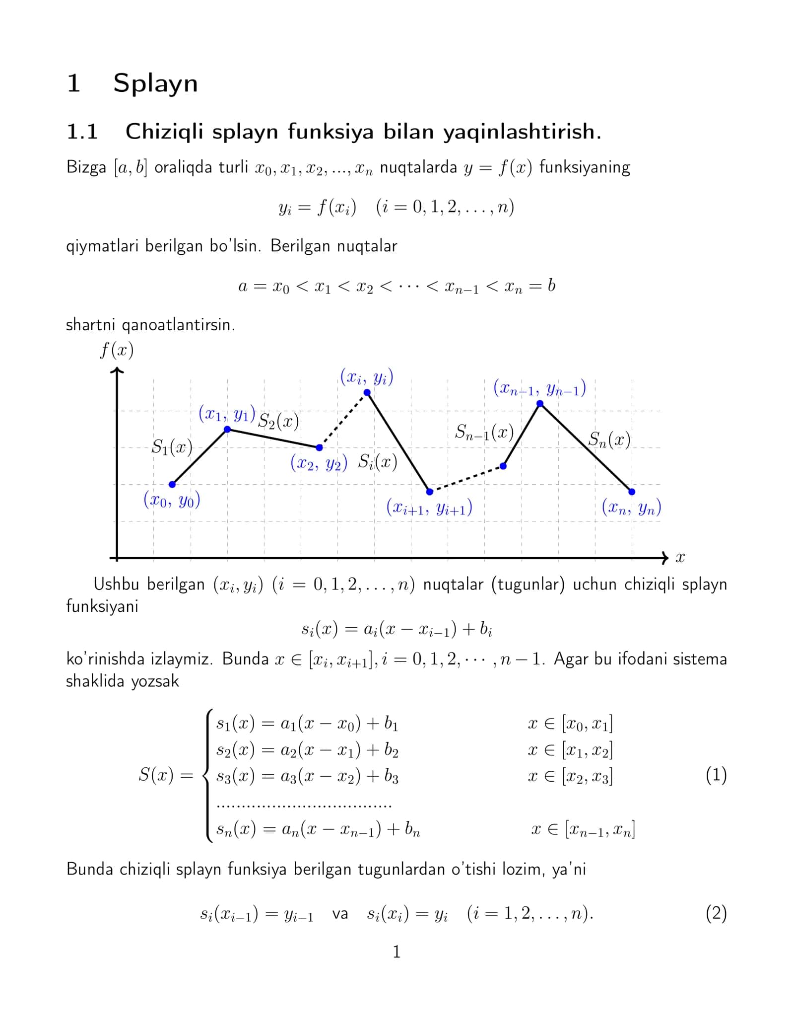 Splayn funktsiyalar metodi