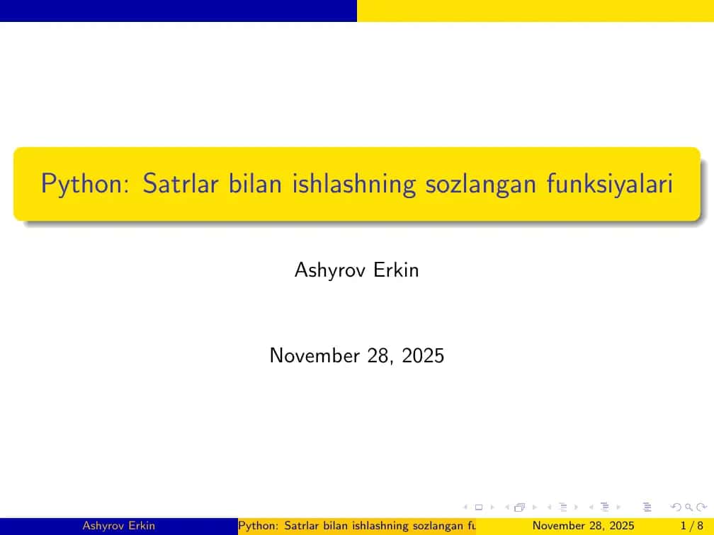 Python: Satrlar bilan ishlashning sozlangan funksiyalari