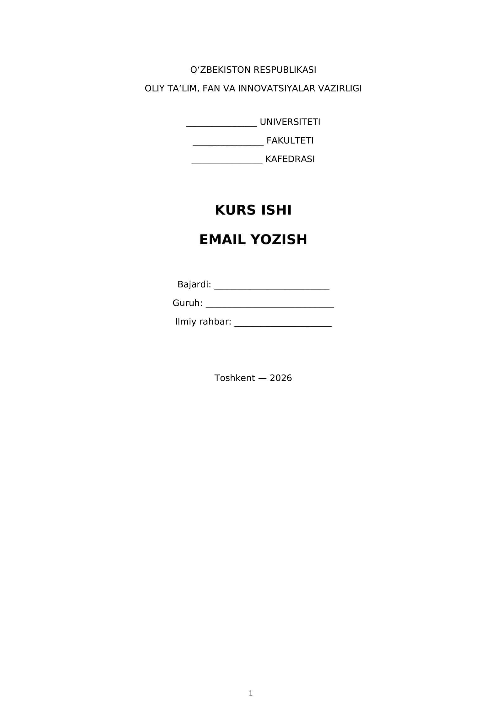 KURS ISHI - EMAIL YOZISH